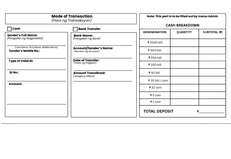 Mode of Transaction Form Back
